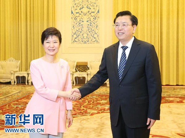 李克强、张德江会见韩国总统朴槿惠